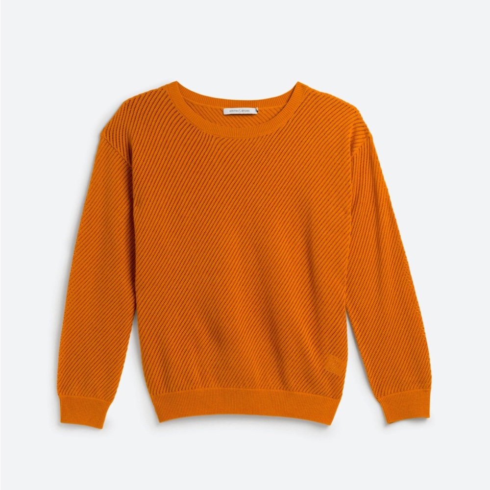 STITCHES&STRIPES Finie Drop Shoulder Mesh Pullover - Burnt Orange - Size Large